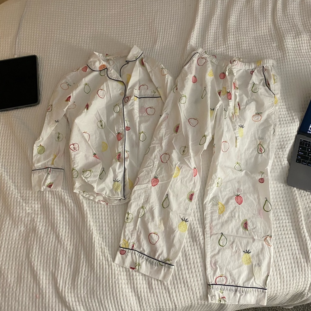 Printfresh embroidered fruit pajama set long
